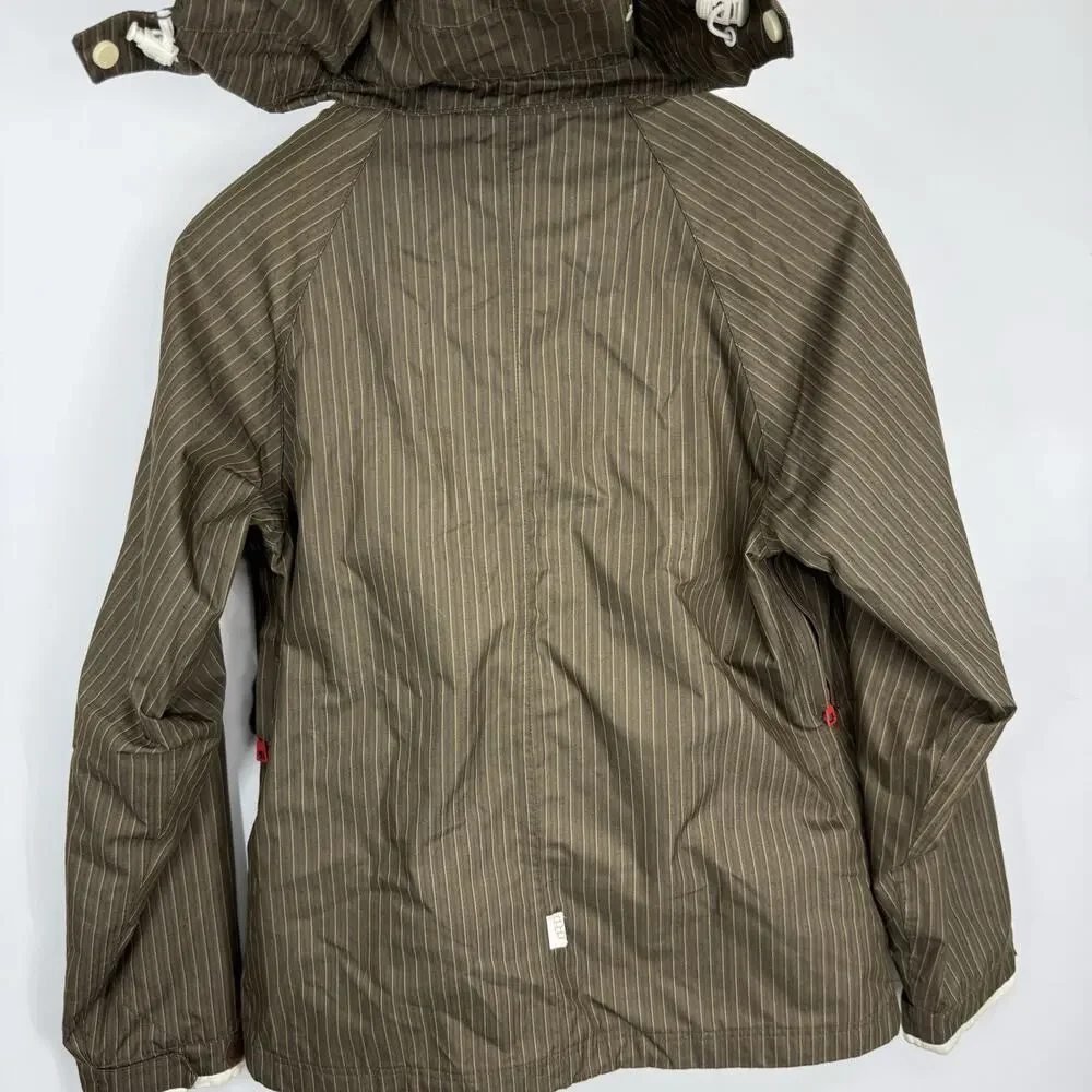 Foursquare Women XL Ski Coat Jacket Striped Brown 8K Convertible Hood Snowboard